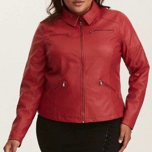 Torrid Moto Jacket Red Once Upon A Time Collection Emma Swan Faux Leather Sz 4X